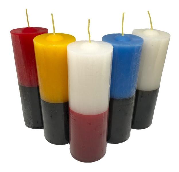 Imagem de Velas de 7 Dias Votiva Bicolor Branca Colorida Parafina Pura 260g SEM LOGO