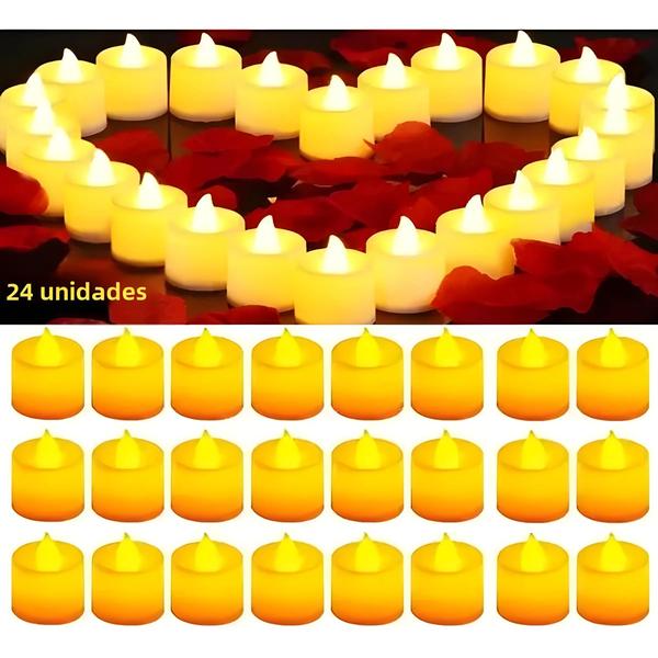 Imagem de Velas de LED sem Chama a Bateria - 24 Peças - 200+ Horas de Duração