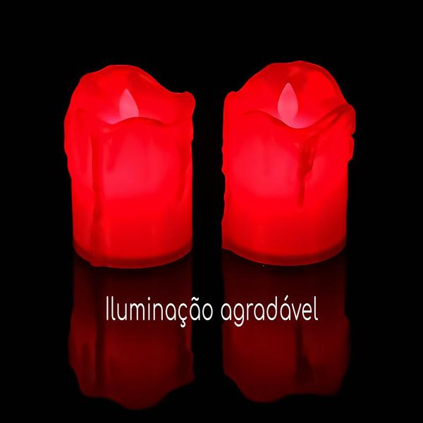 Imagem de Velas Decorativas Led Eletronica Vermelha Amarela Kit De 10