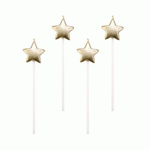 Imagem de Velas estrelas dourada- 4 un - 14 cm - Silver Festas