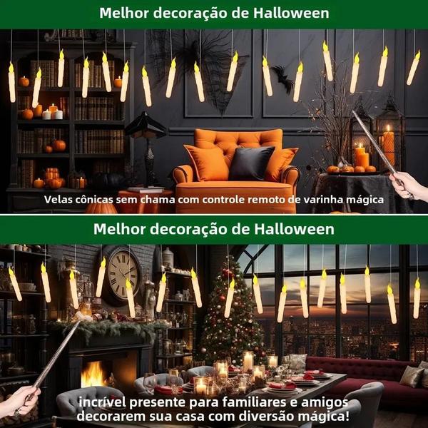 Imagem de Velas Flutuantes LED com Varinha Mágica - Pacote com 24/48 Unidades - Sem Chama