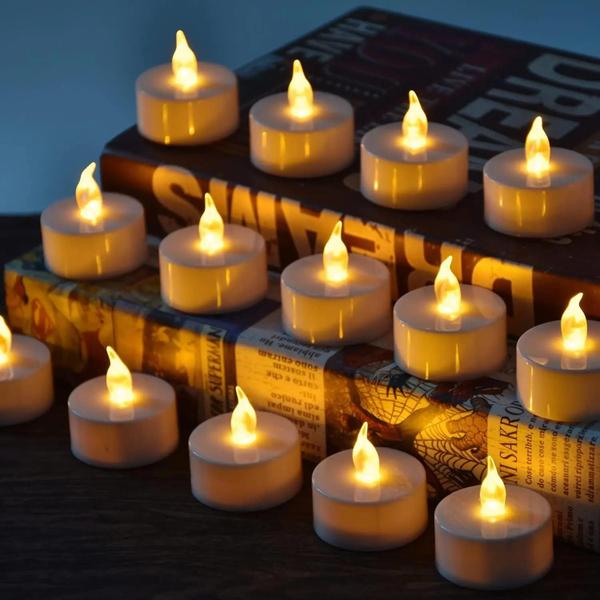 Imagem de Velas LED com Pilha - 48/24/12 Unidades - Luzes Cintilantes para Ambiente Quente