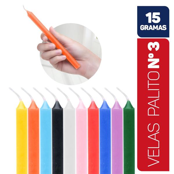 Imagem de Velas Palito Coloridas Vela Tradicional Kit 16cm 15g 100% Parafina - Envio Rápido