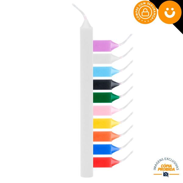Velas Palito Coloridas Vela Tradicional Kit 16cm 15g 100% Parafina - Envio Rápido - Chama de Ouro Imagem de Velas Palito Coloridas Vela Tradicional Kit 16cm 15g 100% Parafina - Envio Rápido