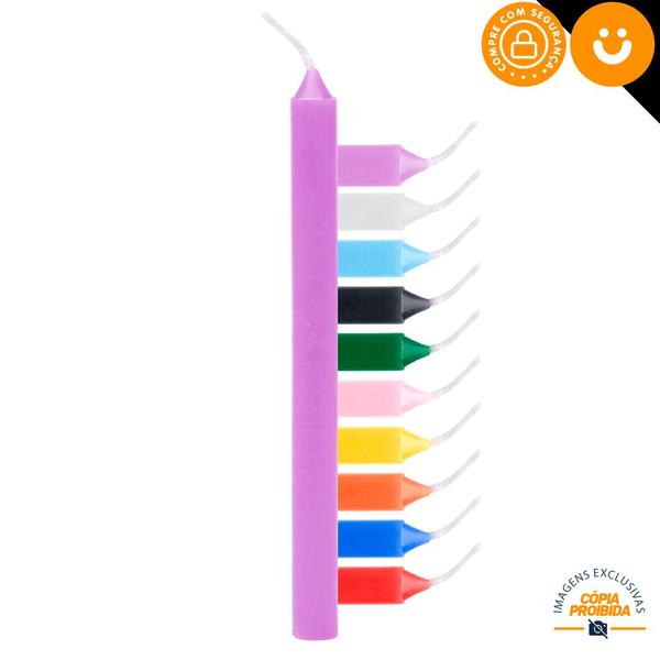 Imagem de Velas Palito Coloridas Vela Tradicional Maço Kit 16cm 15g 100% Parafina - Envio Rápido