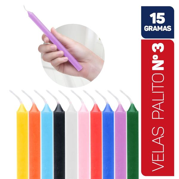 Imagem de Velas Palito Coloridas Vela Tradicional Maço Kit 16cm 15g 100% Parafina - Envio Rápido