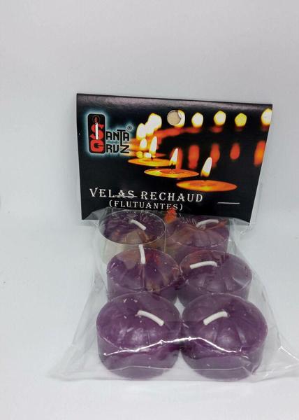 Imagem de Velas Rechaud Flutuante Roxa Decoração Com Porta-Vela 6Un