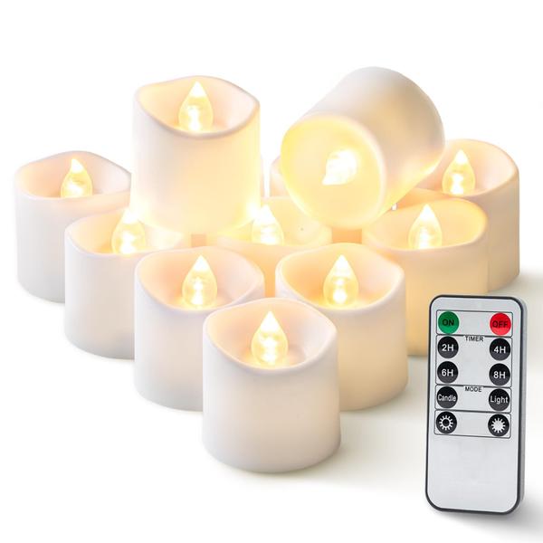 Imagem de Velas sem chama Homemory, pacote com 12 unidades com controle remoto 400h