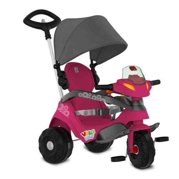 Imagem de Velobaby Reclinável c/ Capota Passeio e Pedal Rosa Bandeirante