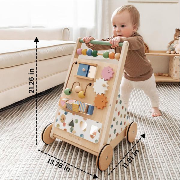 Imagem de Velocidade ajustável de madeira Baby Walker Tiny Land com brinquedos