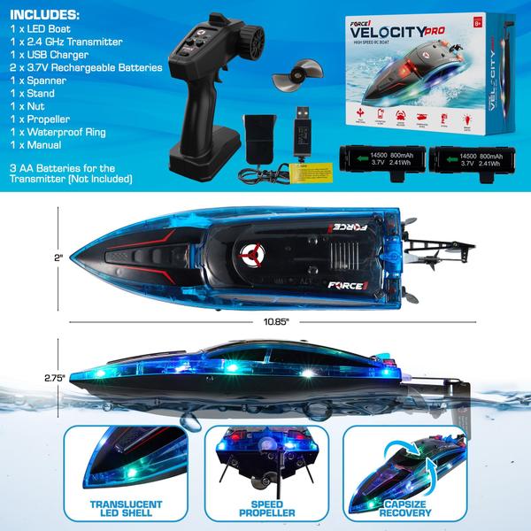 Imagem de Velocidade subaquática LED RC Boat Force1 Velocity Pro para piscina