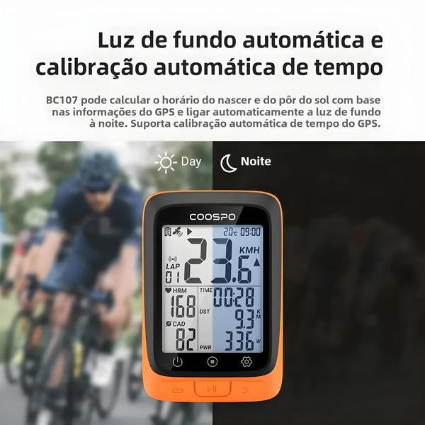 Imagem de Velocímetro de Bicicleta Sem Fio GPS com Display de 2,4" - Bluetooth 5.0 e ANT+