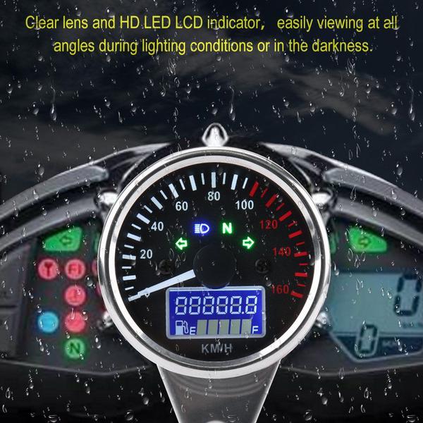 Imagem de Velocímetro de motocicleta KIMISS 0-160km/h LED LCD Universal