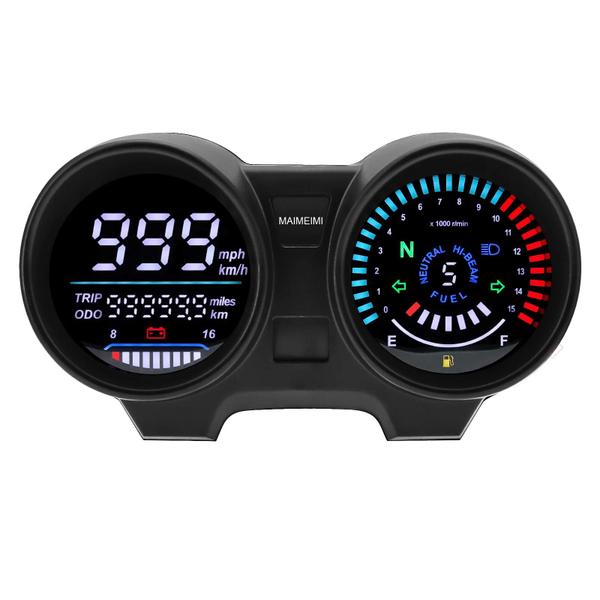 Imagem de Velocímetro Digital LED para Motocicleta - 15000 RPM, Odômetro, Trip, km/h e mph