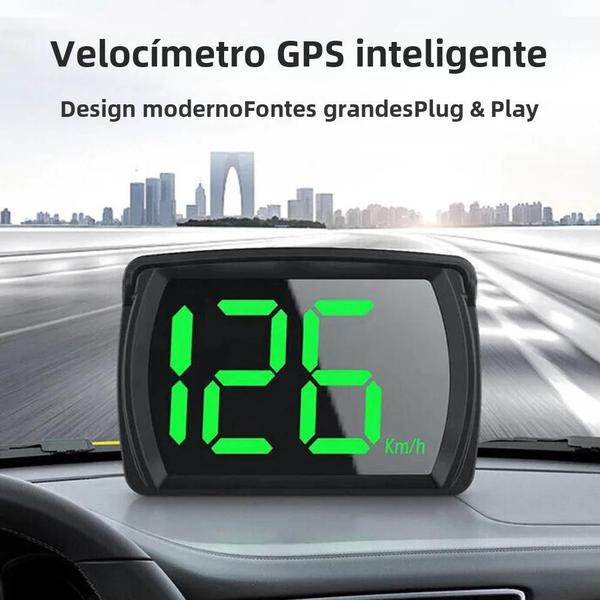 Imagem de Velocímetro GPS Digital com Display LCD HD - Conversor km/h mph - Plug and Play