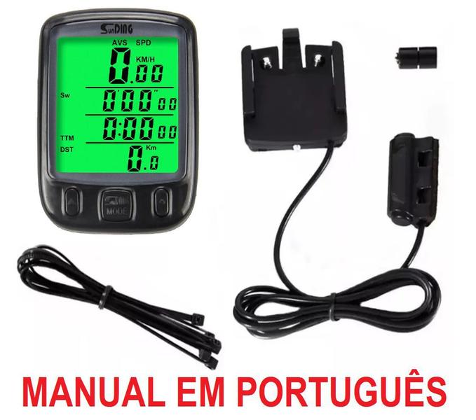 Imagem de Velocímetro Odômetro Computador Bicicleta Bike Com Manual Português Luz Noturna
