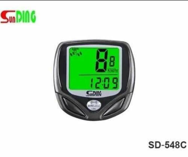 Imagem de Velocimetro Sunding SD-563A SD-568C e SD-558A à prova água display lcd ciclismo computador odômetro velocímetro com luz de fundo verde