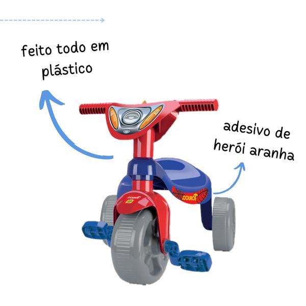 Imagem de Velotrol infantil triciclo andador motinha mini moto toca motoquinha branco e vermelho super patrol