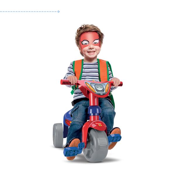 Imagem de Velotrol infantil triciclo andador motinha mini moto toca motoquinha branco e vermelho super patrol