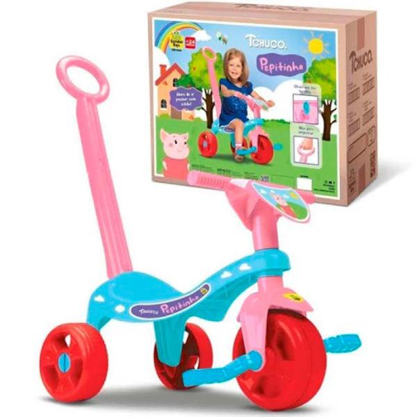 Imagem de Velotrol Motoca Infantil Com Haste de Passeio Azul Peppa Pig