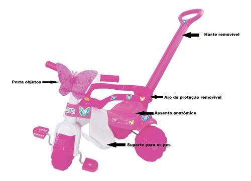 Imagem de Velotrol Triciclo Infantil Para Menina Butterfly Rosa Pink