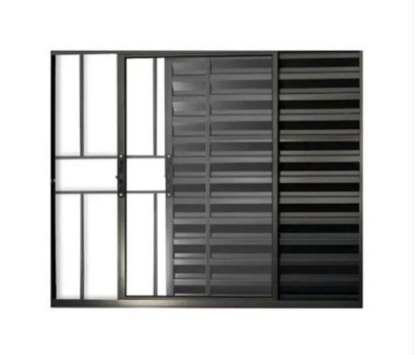 Veneziana 3 Folhas c/Grade - Alumínio Preto - Linha 18 Modular - Jaguar Esquadrias Imagem de Veneziana 3 Folhas c/Grade - Alumínio Preto - Linha 18 Modular