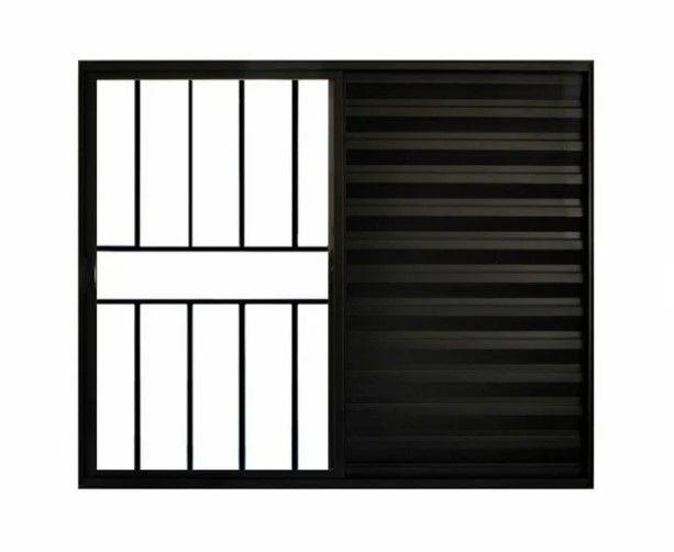 Veneziana 3 Folhas c/Grade - Alumínio Preto - Linha 18 Modular - Jaguar Esquadrias Imagem de Veneziana 3 Folhas c/Grade - Alumínio Preto - Linha 18 Modular