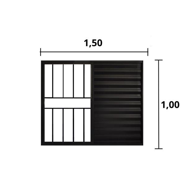 Veneziana de Correr 3 Folhas C/Grade Alumínio Preto 1.00 x 1.50 Linha Modular- Hale Imagem de Veneziana de Correr 3 Folhas C/Grade Alumínio Preto 1.00 x 1.50 Linha Modular- Hale
