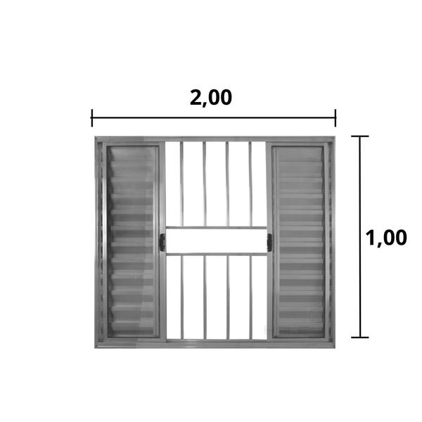 Imagem de Veneziana de Correr 6 Folhas C/Grade Alumínio Brilhante 1.00 x 2.00 Linha Modular - Hale