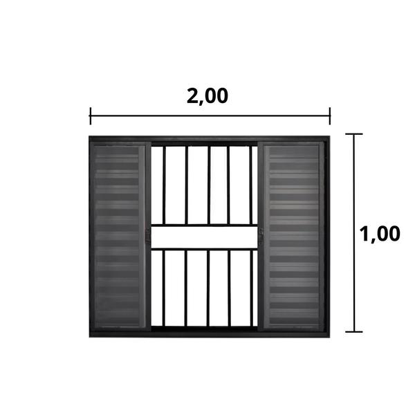 Veneziana de Correr 6 Folhas C/Grade Alumínio Preto 1.00 x 2.00 Linha Modular - Hale Imagem de Veneziana de Correr 6 Folhas C/Grade Alumínio Preto 1.00 x 2.00 Linha Modular - Hale