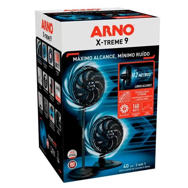 Imagem de Vent 40CM ARNO Coluna 2 em 1 X-TREME 9 VE9M - 2720017494 Preto 220 VOLTS