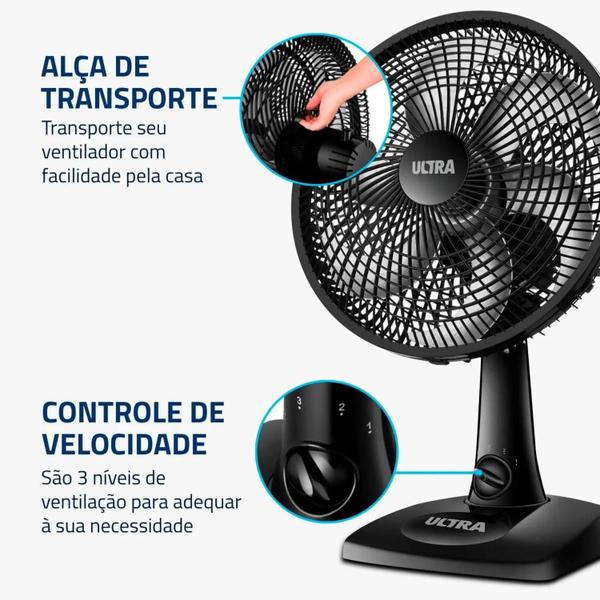 Imagem de VENT DE MESA 30CM ULTRA VUT3002 521601 Preto/Prata 110 VOLTS