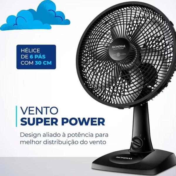 Imagem de Ventilador 127v Turbo Mondial Mesa Super Power Turbo 3 velocidades 6 hélices 