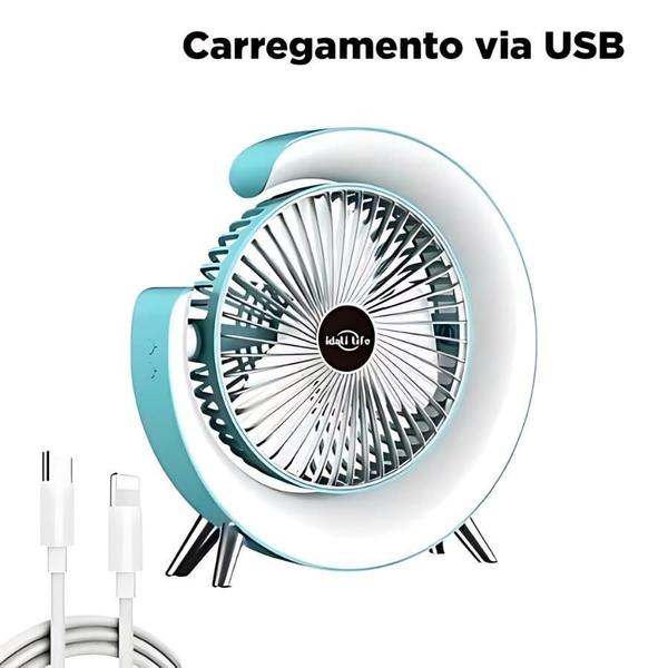 Imagem de Ventilador Abajur De Mesa Portátil Luz Forte Ideal Presente