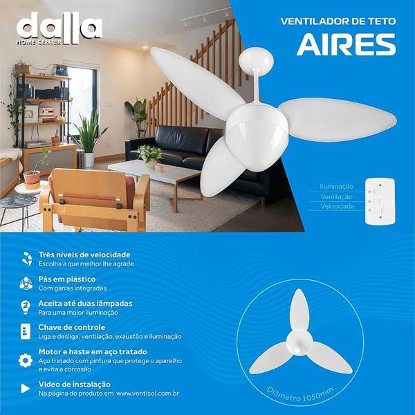 Imagem de Ventilador Aires Ventisol Branco 3 Pás Cv3 220v Premium