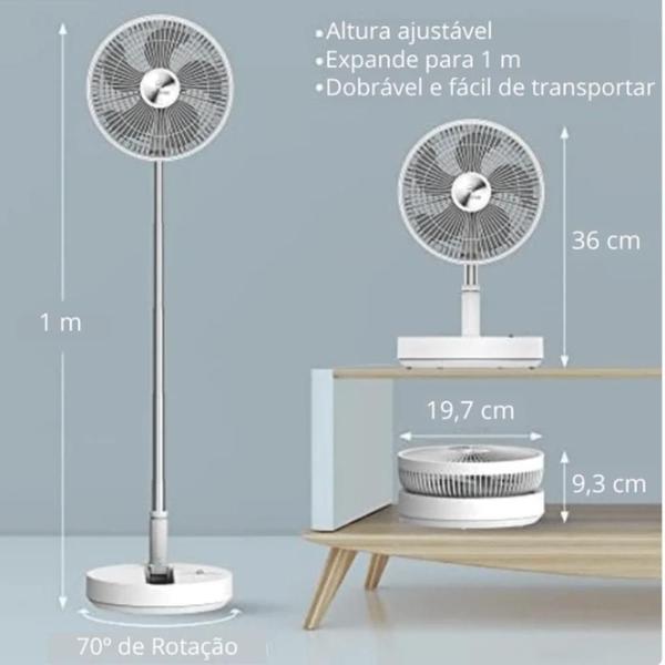 Imagem de Ventilador ajustável silencioso para mesa e chão com bateria 7200mah