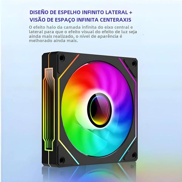 Imagem de Ventilador ARGB PWM Silencioso de 12cm Upsilon UF-1 Prism 4 Pro - Para Gabinete de PC