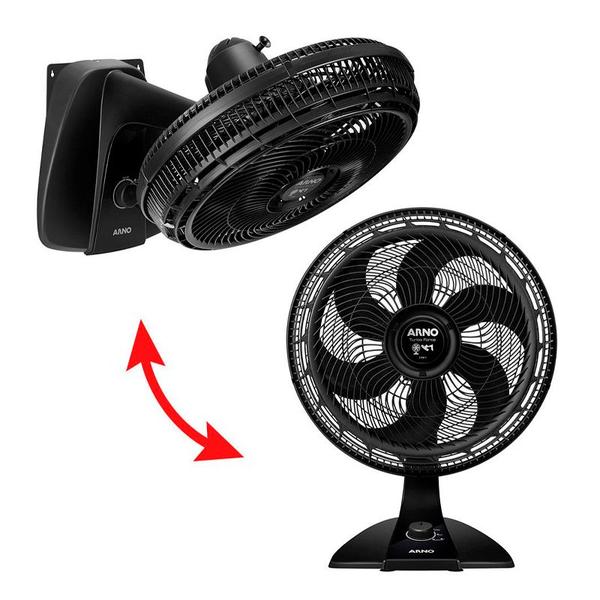 Imagem de Ventilador Arno Turbo Force VF42 Super Silencioso 2x1 Mesa e Parede Preto 6 pás