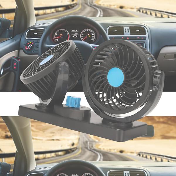 Imagem de Ventilador Automotivo Duplo 12V Potente, Ajustável Ideal Car