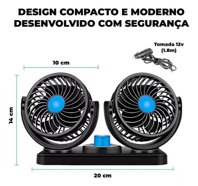 Imagem de Ventilador Automotivo Duplo Portátil P/ Carro Caminhão 12v