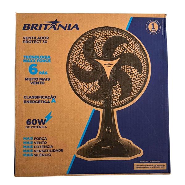 Imagem de Ventilador britania 2em1 6pas 60w 127v preto - protect 30