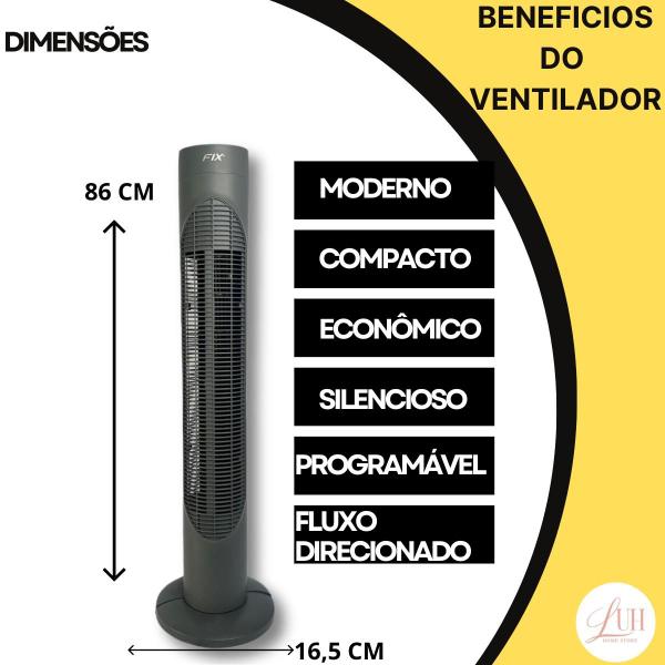 Imagem de Ventilador Circulador de Ar vertical   de Torre 3 Níveis de Velocidade