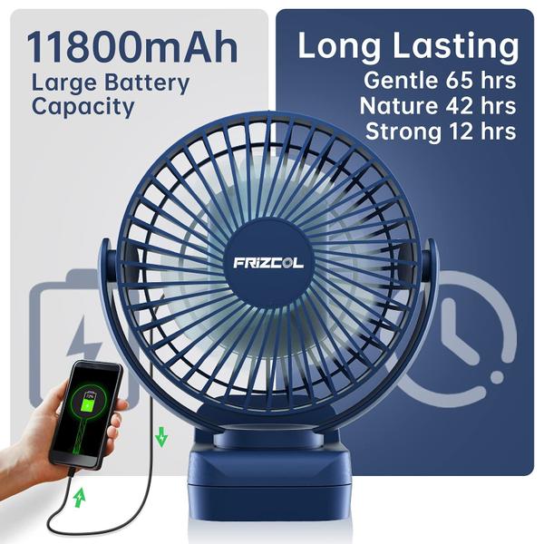 Imagem de Ventilador Clip on FRIZCOL 65 horas recarregável com luzes LED 12000mAh