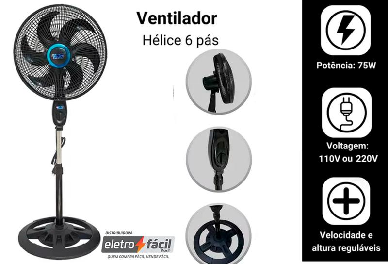 Imagem de Ventilador Coluna De Chão Turbo Vento Forte 110/220V 6 Hélices