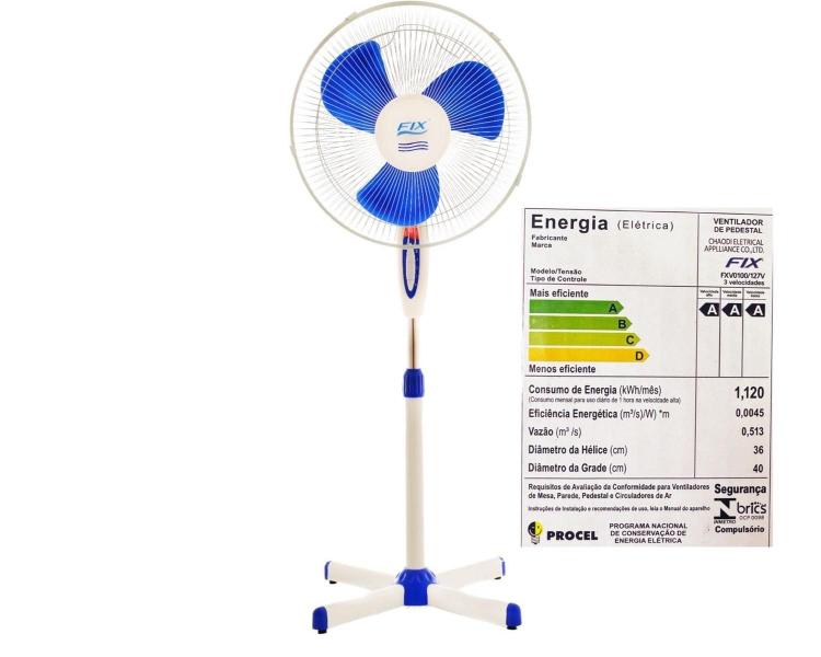 Imagem de Ventilador Coluna Pedestal 40cm Branco Fix 1,30m Forte Selo A Inmetro 127V