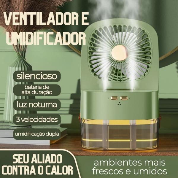 Imagem de Ventilador com Umidificador de Ar de Mesa Abaixa a Temperatura do Ambiente