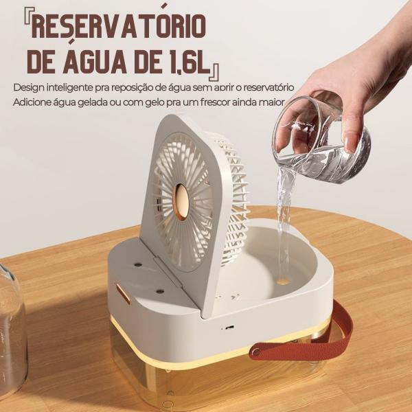 Imagem de Ventilador com Umidificador de Ar de Mesa Abaixa a Temperatura do Ambiente