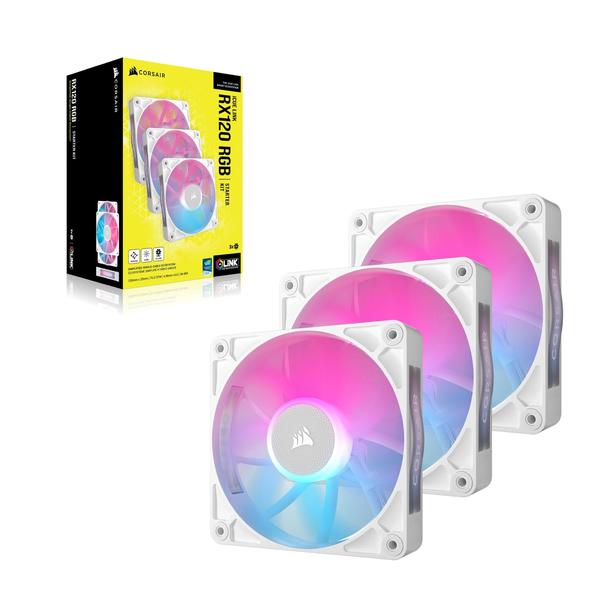 Imagem de Ventilador Corsair iCUE Link RX120 RGB 120 mm PWM x3 Branco