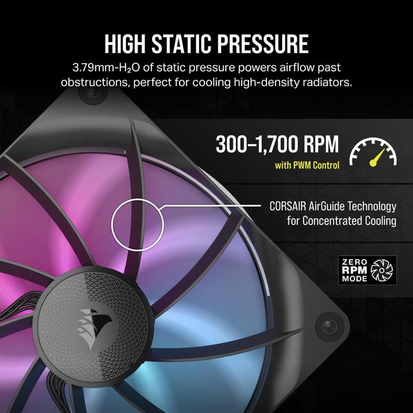 Imagem de Ventilador Corsair iCUE Link RX140 RGB 140 mm PWM com hub de sistema