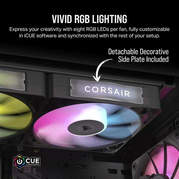 Imagem de Ventilador Corsair iCUE Link RX140 RGB 140 mm PWM com hub de sistema